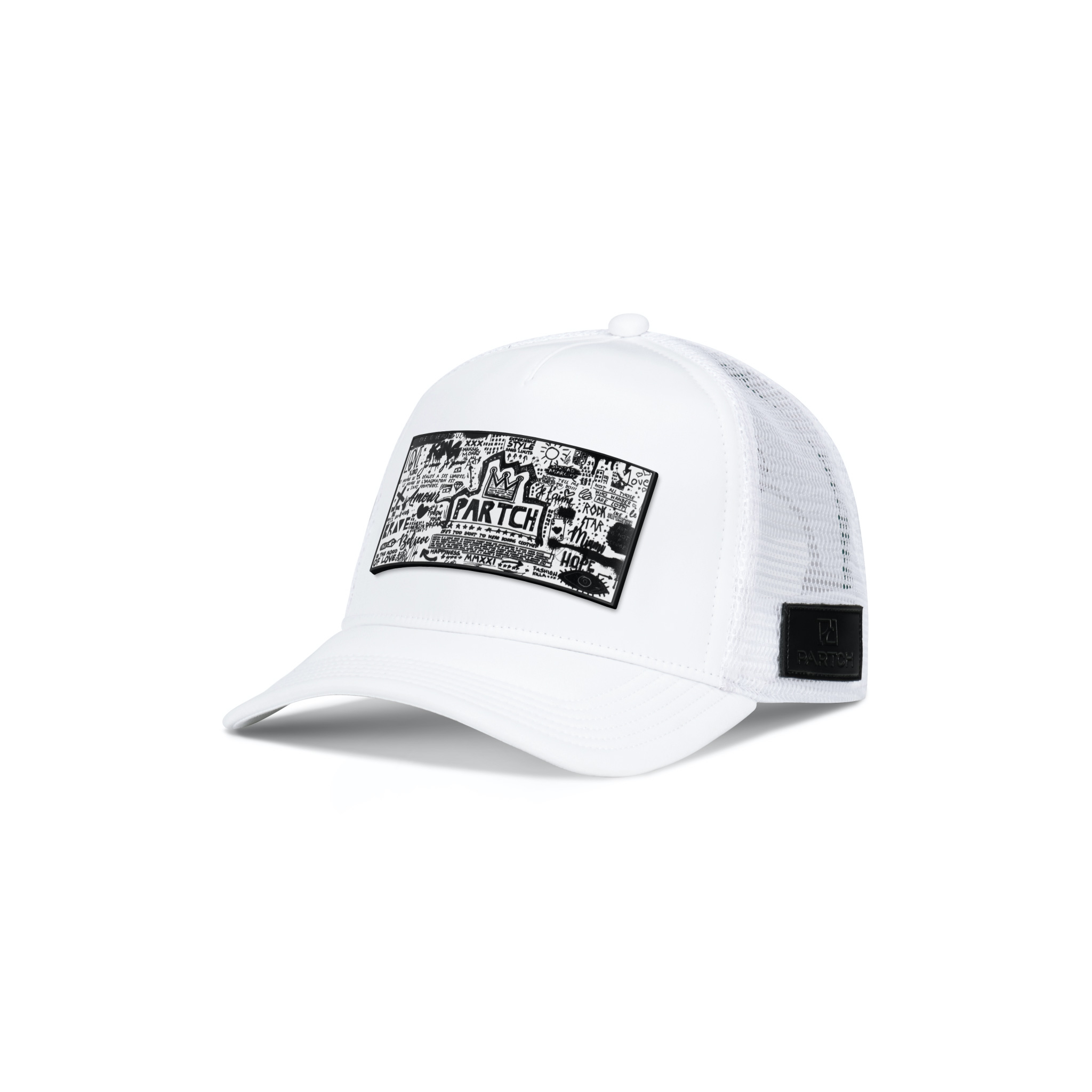 Partch Je t'aime Trucker Hat White removable clip