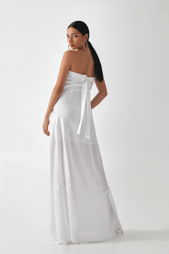 Women's Shoulderless Linen Maxi Dress