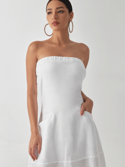Women's Shoulderless Linen Maxi Dress