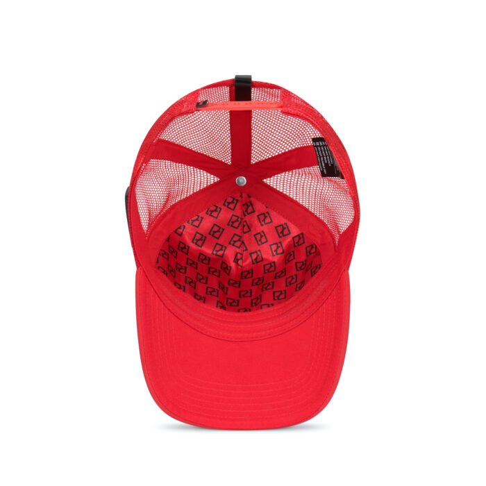 Red trucker hat Partch breathable rear mesh
