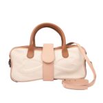 Nude colorblock medium handbag