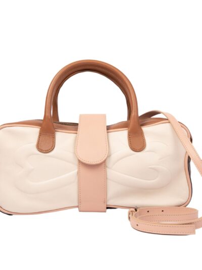 Nude colorblock medium handbag