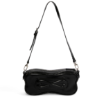 Small Black Leather Bag with Strap.