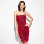 V - Red Fringe Slip Dress