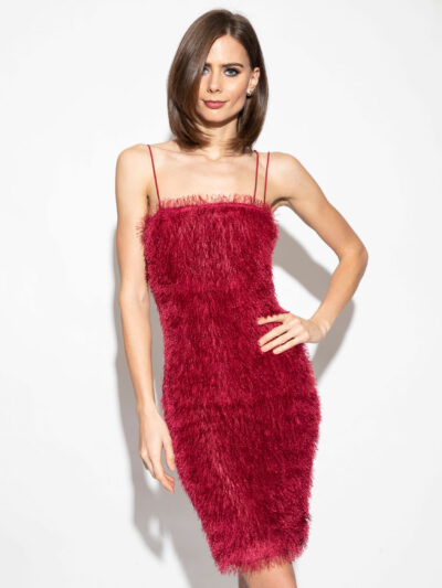 V - Red Fringe Slip Dress