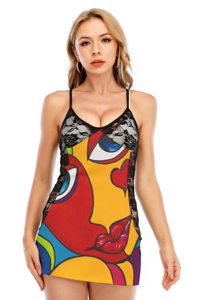 Women's Black Lace Cami Dress - Image 2