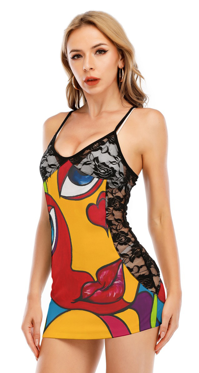 2 Women's Black Lace Cami Dress - Image 5