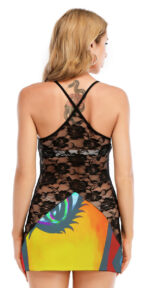 Women's Back Straps Cami Dress With Lace - Image 5